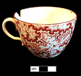 Bute shaped pearlware cup with overall printed sheet pattern from a private collection.